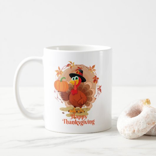 Tasse de café Bonne Action de grâce (Avec donut)