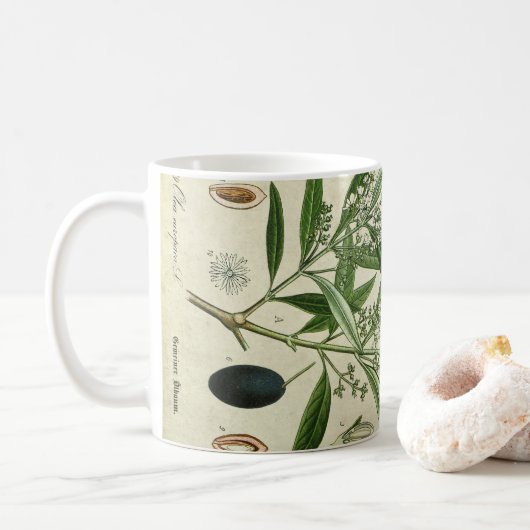 Tasse de café botanique d'illustration de plante (Avec donut)