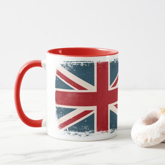 TASSE DE CAFÉ BRITANNIQUE AFFLIGÉE DE DRAPEAU (Avec donut)