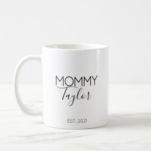 Tasse de café Cadeau d'annonce de grossesse Nom de (Gauche)