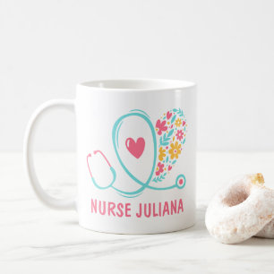 Tasse de café cadeau nom personnalisé infirmière