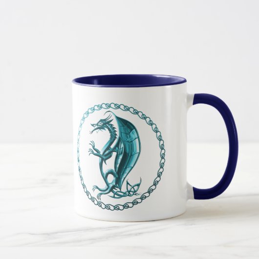 Tasse de café celtique bleue de dragon (Droite)