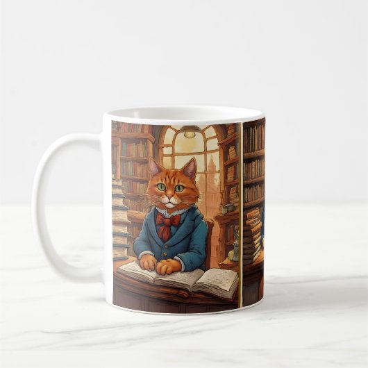 tasse de café chat de bibliothèque (Gauche)