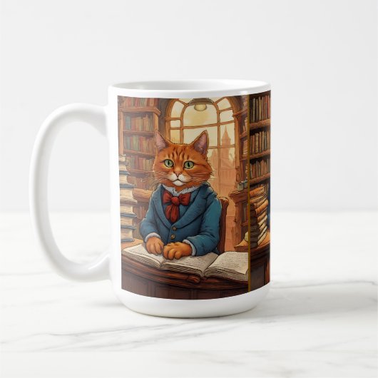 tasse de café chat de bibliothèque (Gauche)