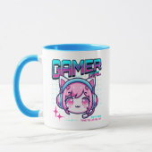 Tasse de café chat fille de gamer (Gauche)