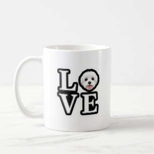 Tasse de café Chien Blanc Fluffy Maltais Amour