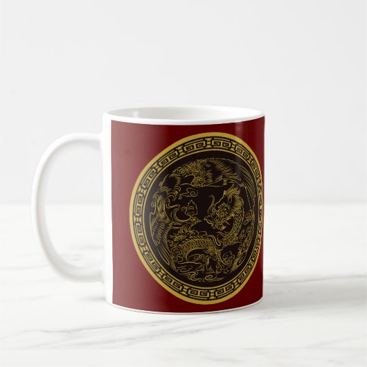 Tasse de café chinois dragon très amusant (Gauche)