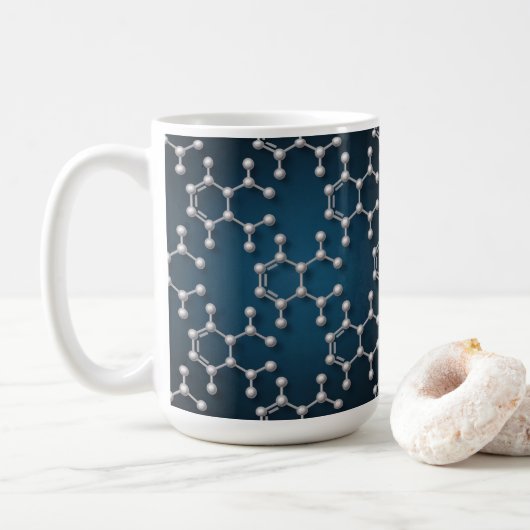 Tasse de café classique aux molécules de caféine (Avec donut)