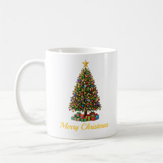 Tasse de café classique Joyeux Noël Arbre