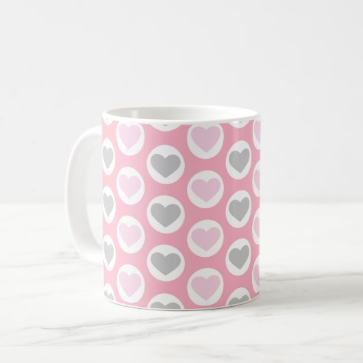 Tasse de café coeurs gris et rose Mug de la Saint- (Devant gauche)