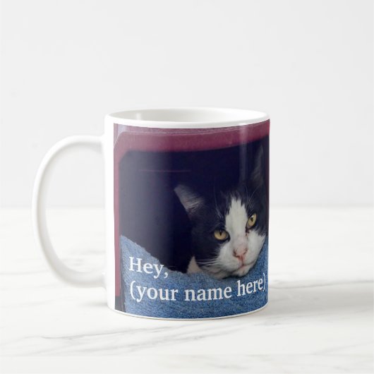 Tasse de café criarde gauchère customisée de chat (Gauche)