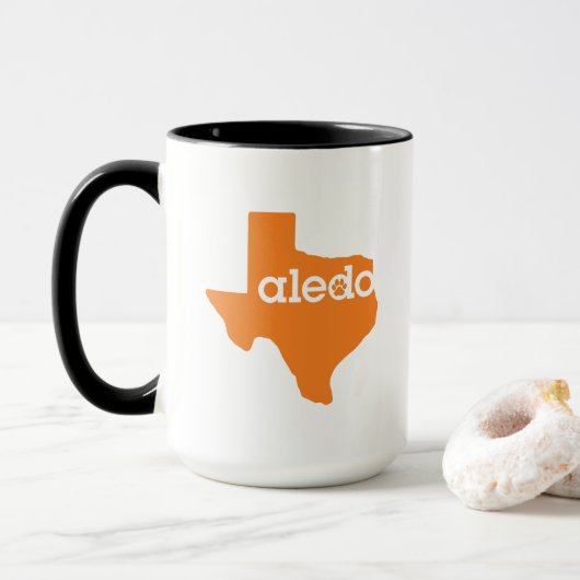 Tasse de café d'Aledo le Texas - orange et noire (Avec donut)