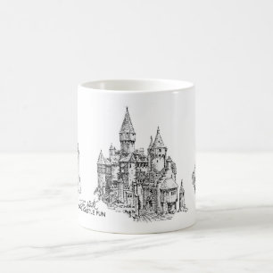 Tasse de café d'amusement de château de sable