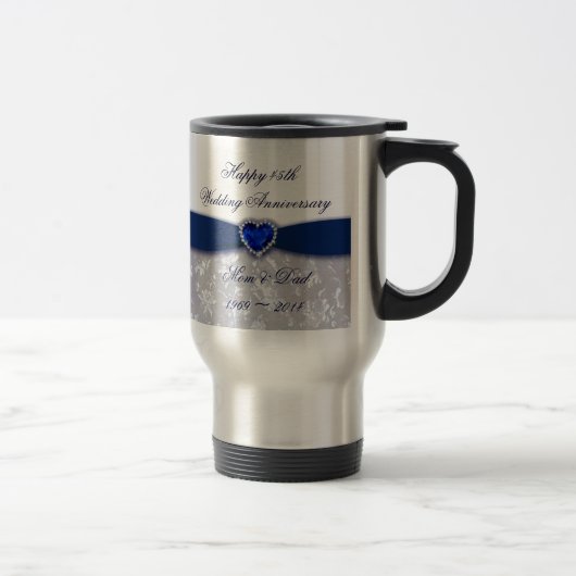 Tasse de café d'anniversaire de mariage de damassé (Droit)