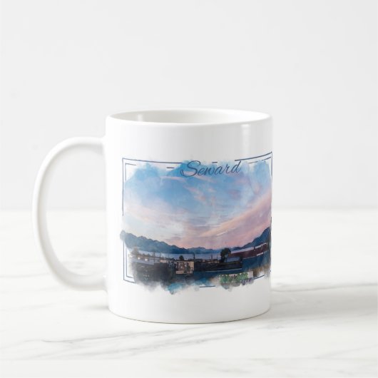 Tasse de café d'aquarelle de Seward Alaska (Gauche)
