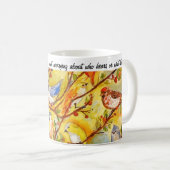 Tasse de café d'art d'aquarelle d'oiseaux de (Devant droit)