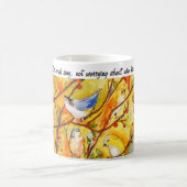 Tasse de café d'art d'aquarelle d'oiseaux de (Centre)