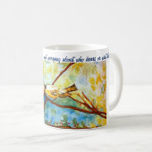 Tasse de café d'art d'aquarelle d'oiseaux de (Devant droit)