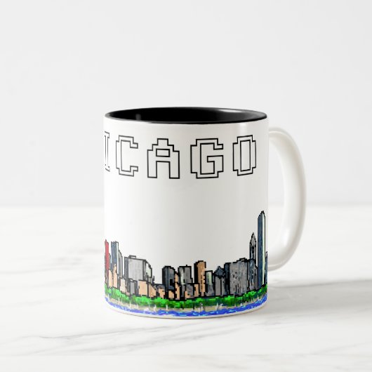 Tasse de café d'art de pixel d'horizon de Chicago (Devant droit)