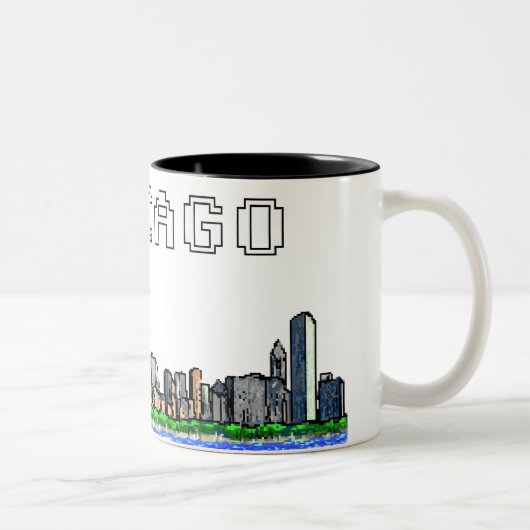 Tasse de café d'art de pixel d'horizon de Chicago (Droit)