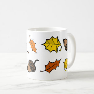 Tasse de café d'automne - Feuilles et glands