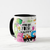 Tasse de café de bande dessinée d'amusement à (Devant gauche)