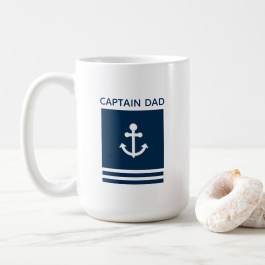 Tasse de café de capitaine Dad Anchor (Avec donut)