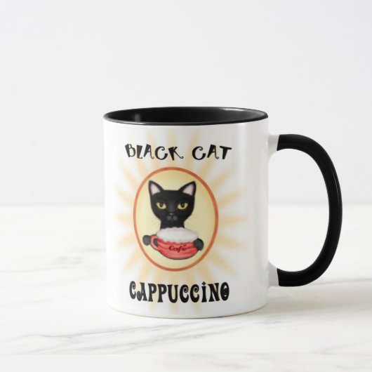 Tasse de café de cappuccino de chat noir (Droite)