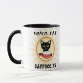 Tasse de café de cappuccino de chat noir (Gauche)