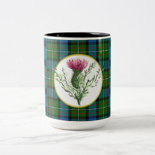 Tasse de café de chardon avec le tartan de clan de