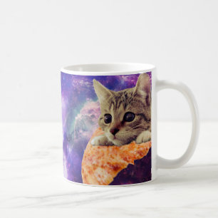 Tasse de café de chat de pizza de l'espace
