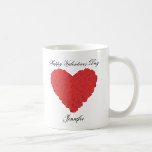 Tasse de café de coeurs de roses rouges