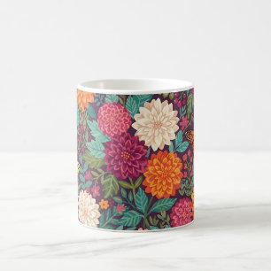 Tasse de café de jardin aux dahlias colorés abstra