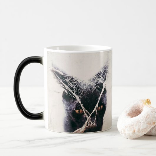 Tasse de café de Kitty de Web d'épi de brouillard (Avec donut)