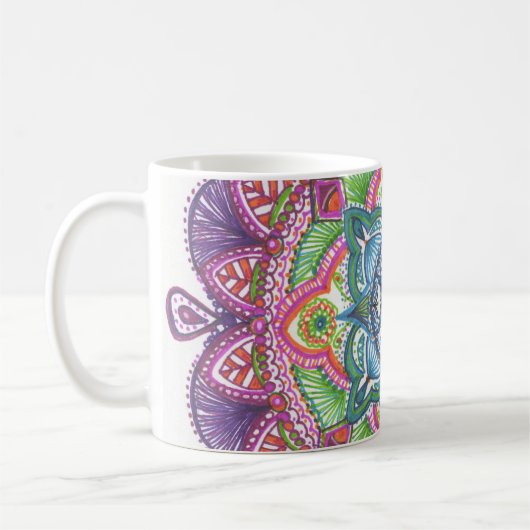 Tasse de café de mandala d'arc-en-ciel (Gauche)