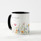 Tasse de café de mariage à fleurs sauvages aquarel (Devant gauche)