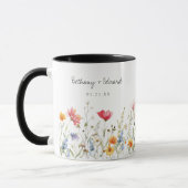 Tasse de café de mariage avec fleur sauvage aquare (Gauche)