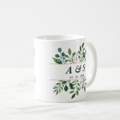 Tasse de café de mariage floral blanc vert (Devant droit)