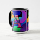 Tasse de café de monogramme de "AL" 15 onces (Devant gauche)