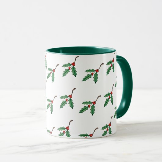 Tasse de café de Noël au houx de fêtes (Devant droit)