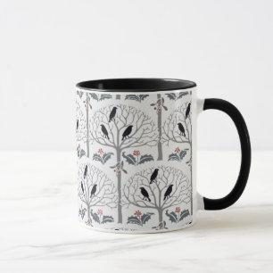 Tasse de café de Noël de motif de freux et de houx