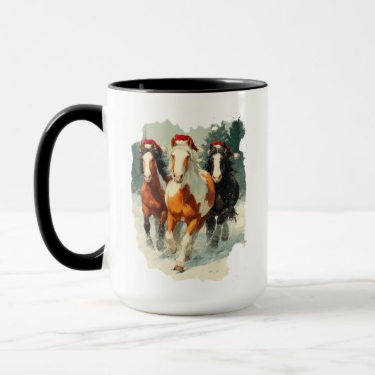 Tasse de café de Noël Équestre (Gauche)