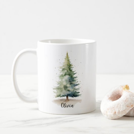 Tasse de café de Noël personnalisée avec arbre de  (Avec donut)