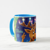 Tasse de café de Noël, Rudolph et lumières faits (Devant gauche)