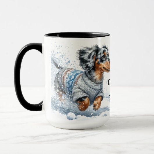 Tasse de café de Noël Teckel bringé (Gauche)