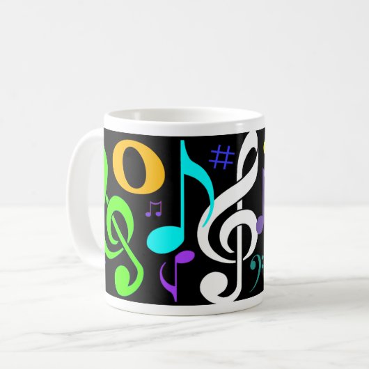 Tasse de café de notes musicales (Devant gauche)