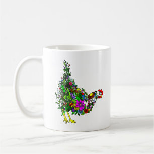 Tasse de café de poulet de fleur
