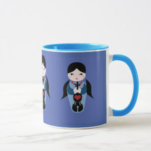 Tasse de café de poupée de Kokeshi de violon