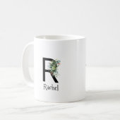 Tasse de café de retraite avec monogramme de fleur (Devant gauche)