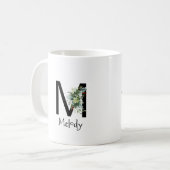 Tasse de café de retraite avec monogramme de fleur (Devant gauche)